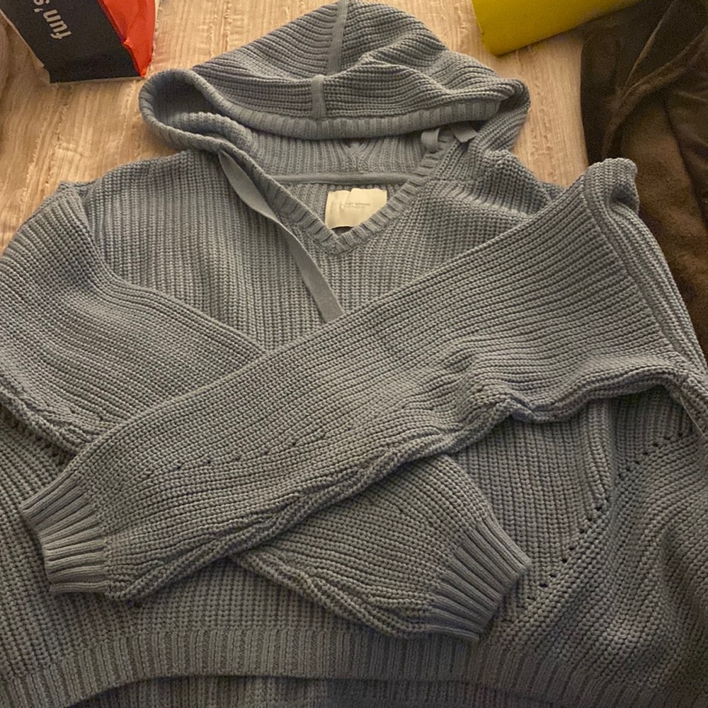 Light blue sweater style hoodie! New with delve tags